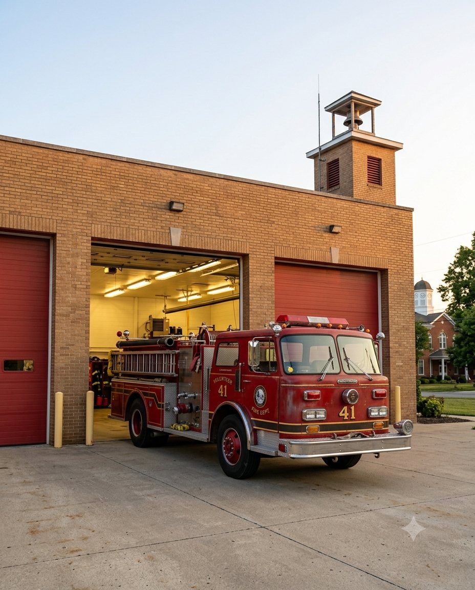 Engine 41 outside the Cedar Hollow fire station