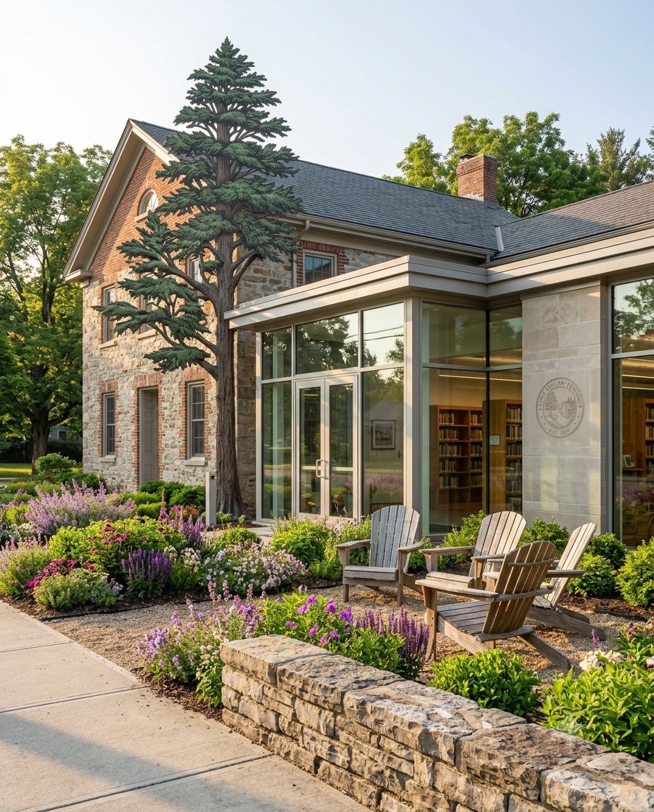 Cedar Hollow Public Library and reading garden